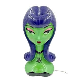Bella Lux Halloween Bust Green Bride of Frankenstein Purple Hair LED Lighted NEW